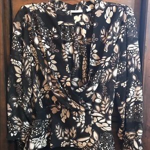 Eva•Mendes NY&C Charlotte Wrap Black Floral Top Sm